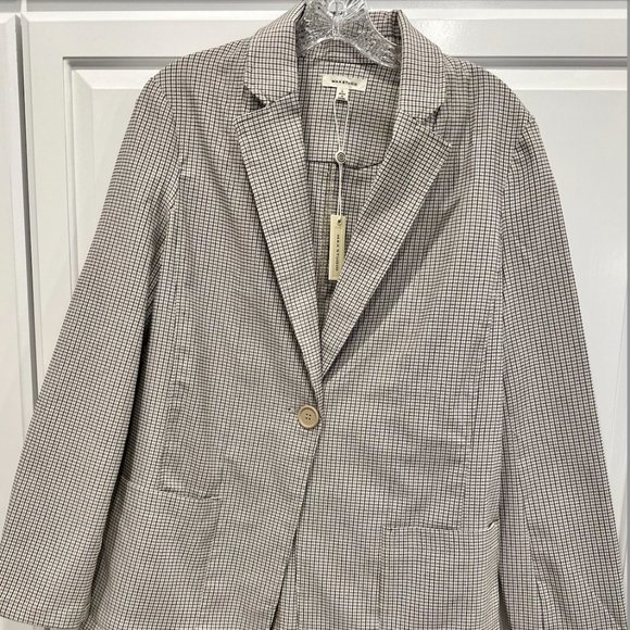 Max Studio NWT Black and White box plaid blazer Size L - Picture 1 of 2